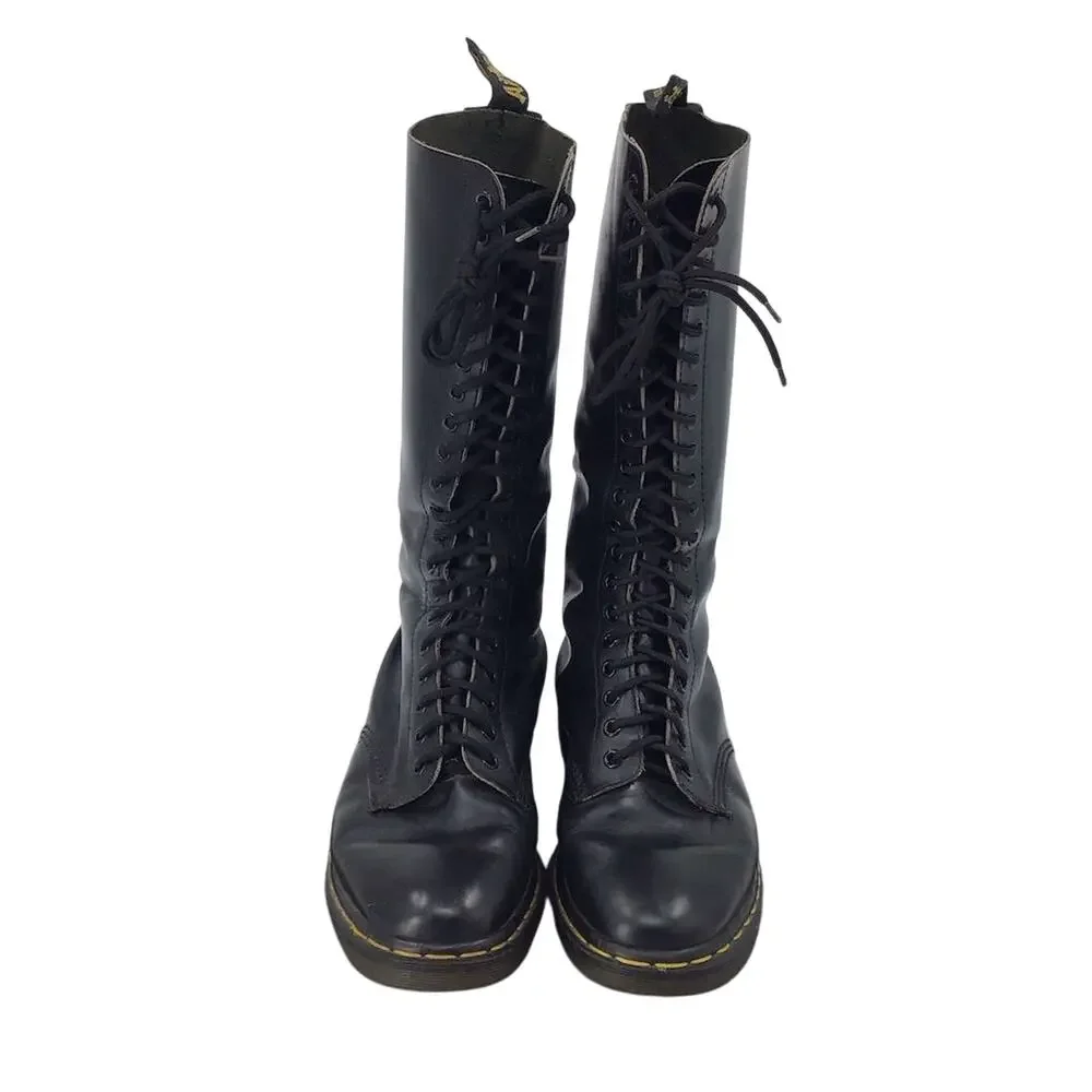 Dr. Martens 20-Eye Boots Womens Sz US 10 Black Leather Combat England Vintage - Picture 3 of 9